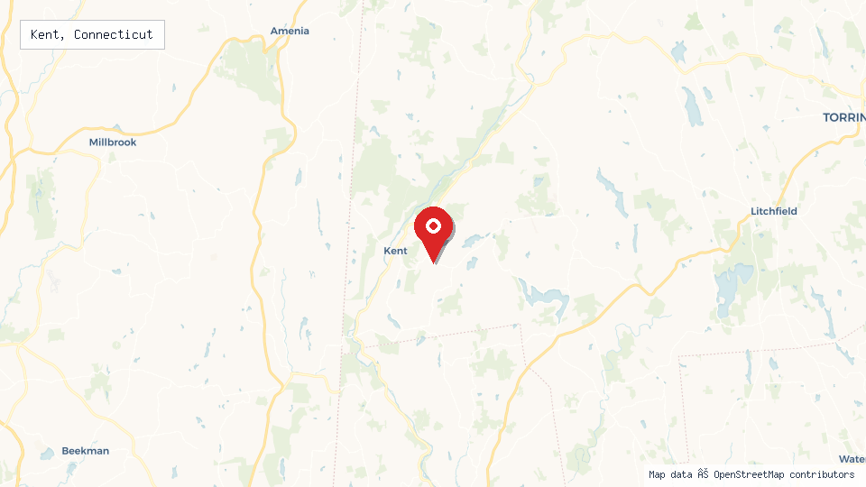 Street map of Kent, Connecticut with location pin
