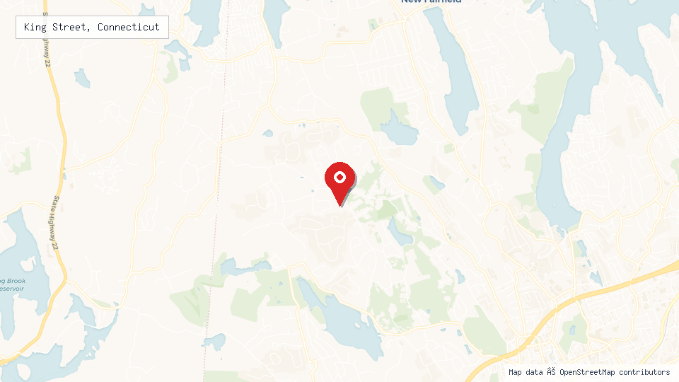 Street map of King Street, Connecticut with location pin