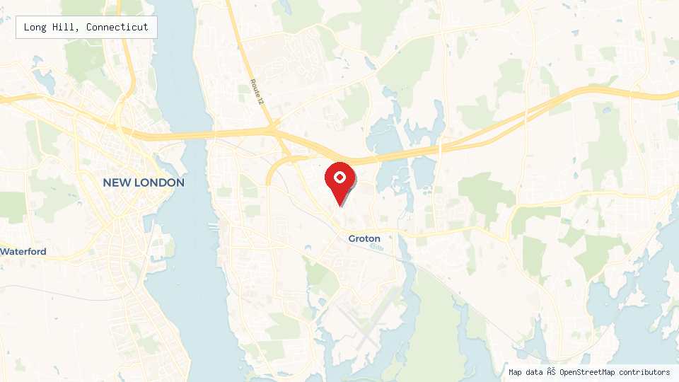 Street map of Long Hill, Connecticut with location pin