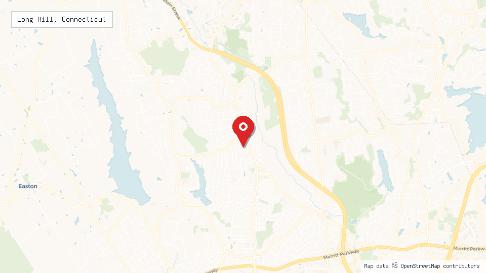 Street map of Long Hill, Connecticut with location pin