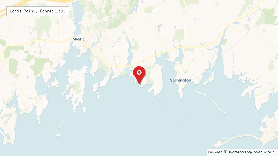 Street map of Lords Point, Connecticut with location pin