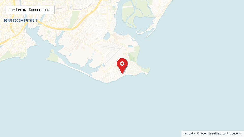 Street map of Lordship, Connecticut with location pin