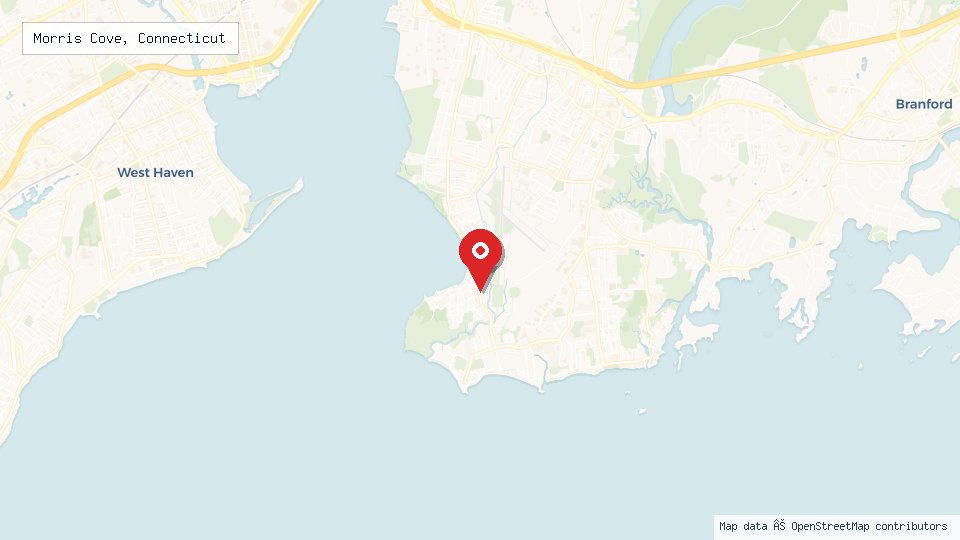 Street map of Morris Cove, Connecticut with location pin