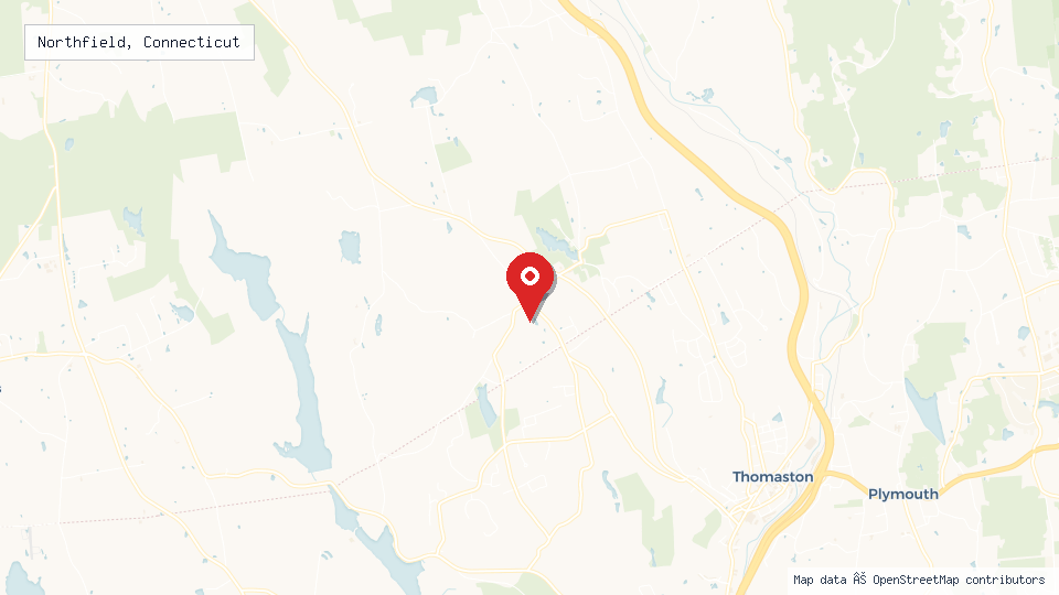 Street map of Northfield, Connecticut with location pin