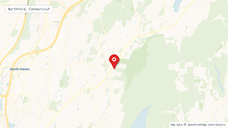Street map of Northford, Connecticut with location pin
