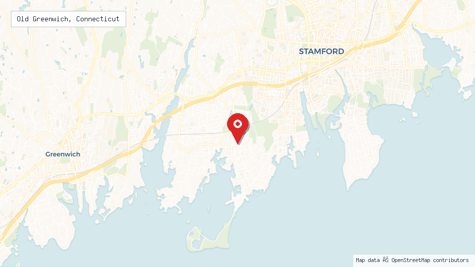 Street map of Old Greenwich, Connecticut with location pin