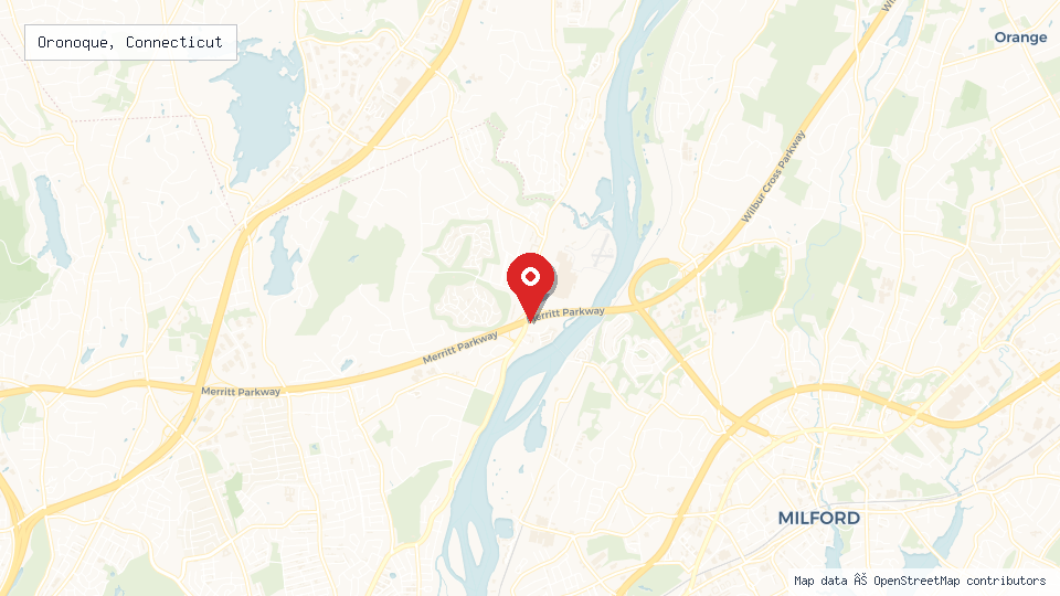 Street map of Oronoque, Connecticut with location pin