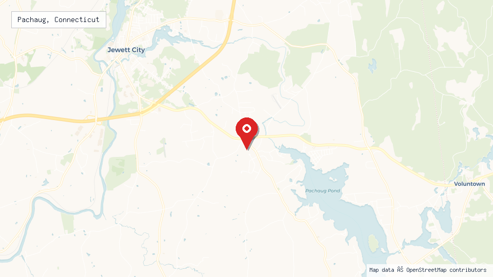 Street map of Pachaug, Connecticut with location pin