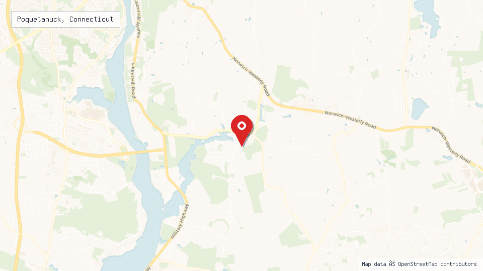 Street map of Poquetanuck, Connecticut with location pin