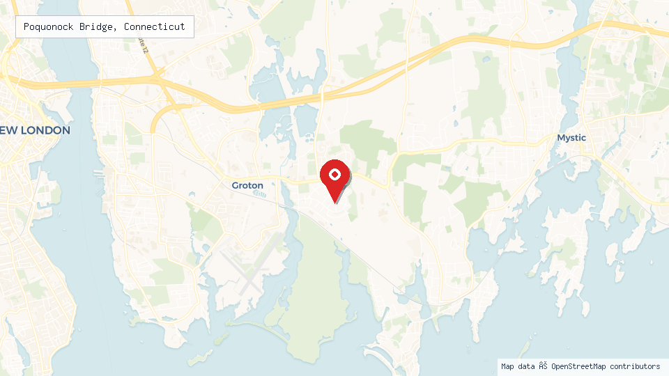 Street map of Poquonock Bridge, Connecticut with location pin
