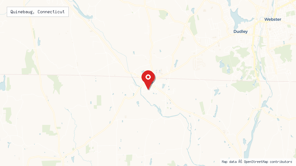 Street map of Quinebaug, Connecticut with location pin