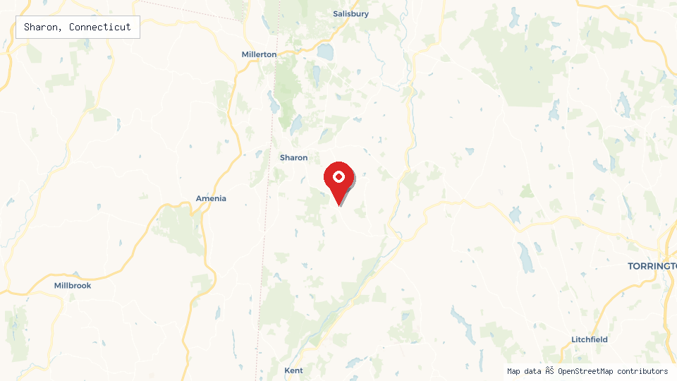 Street map of Sharon, Connecticut with location pin