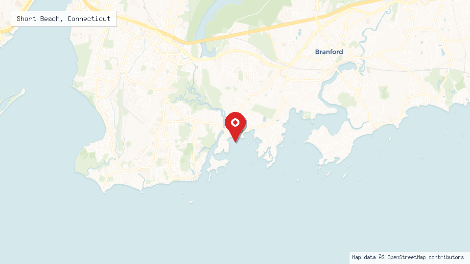 Street map of Short Beach, Connecticut with location pin