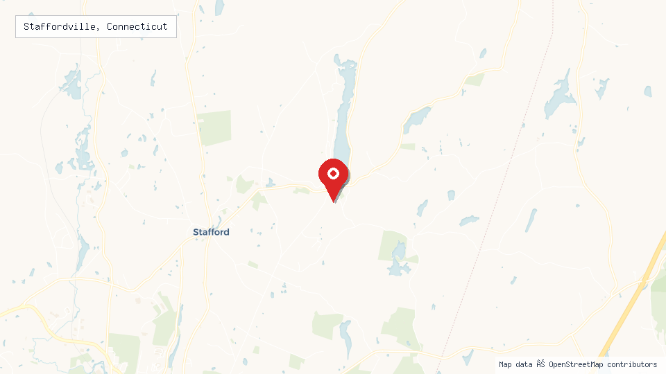 Street map of Staffordville, Connecticut with location pin