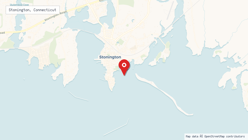 Street map of Stonington, Connecticut with location pin