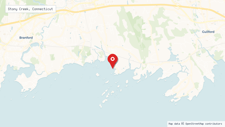 Street map of Stony Creek, Connecticut with location pin