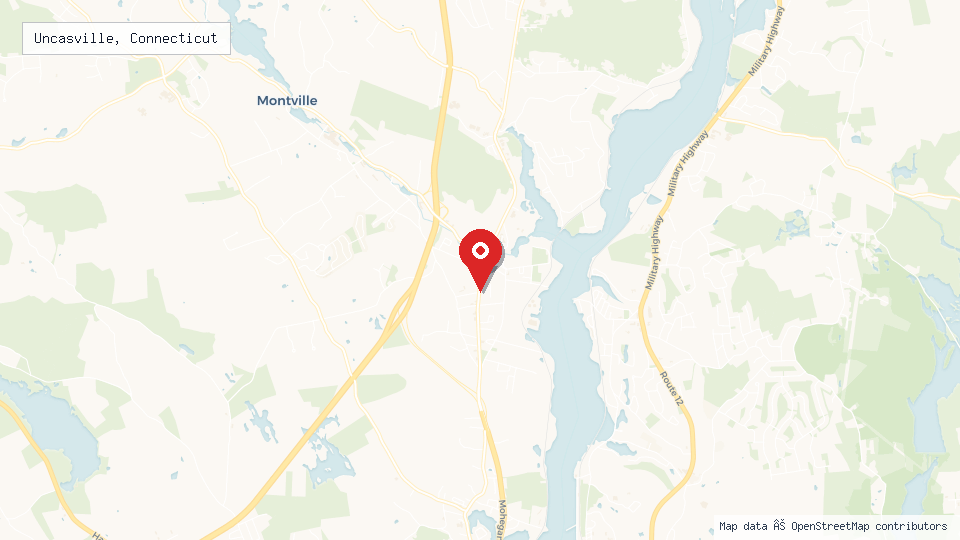 Street map of Uncasville, Connecticut with location pin