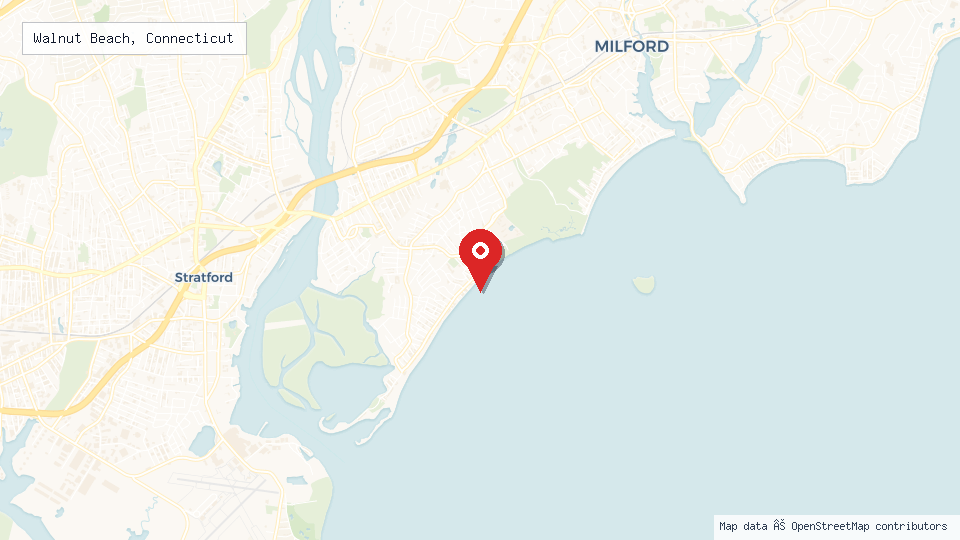 Street map of Walnut Beach, Connecticut with location pin