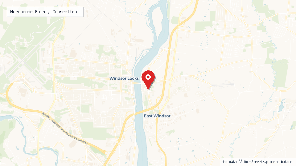 Street map of Warehouse Point, Connecticut with location pin