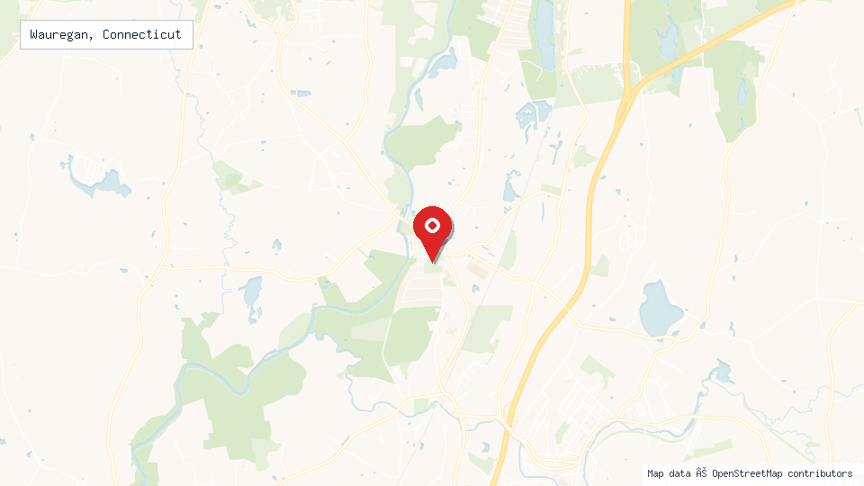 Street map of Wauregan, Connecticut with location pin