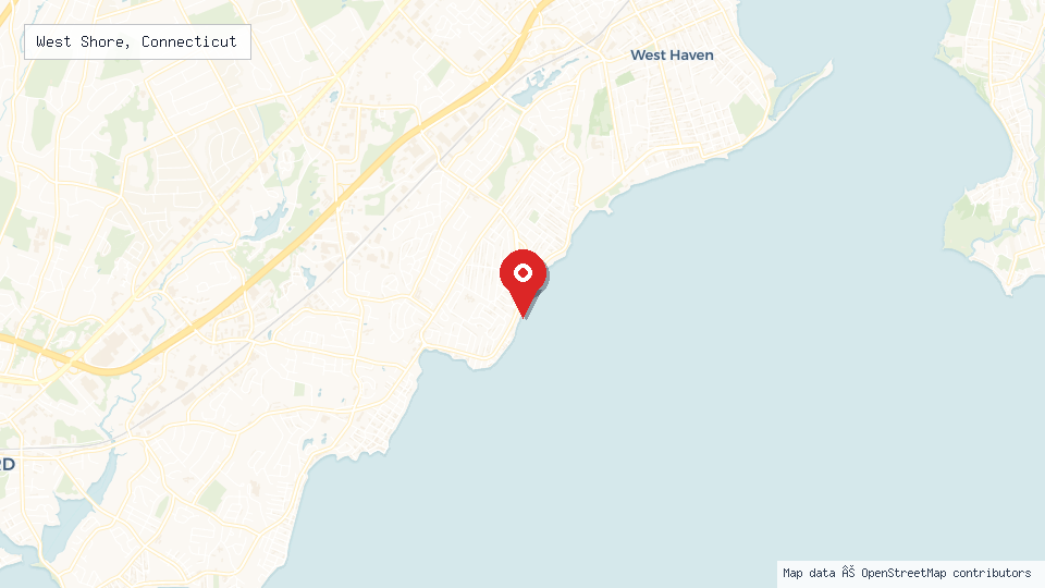Street map of West Shore, Connecticut with location pin