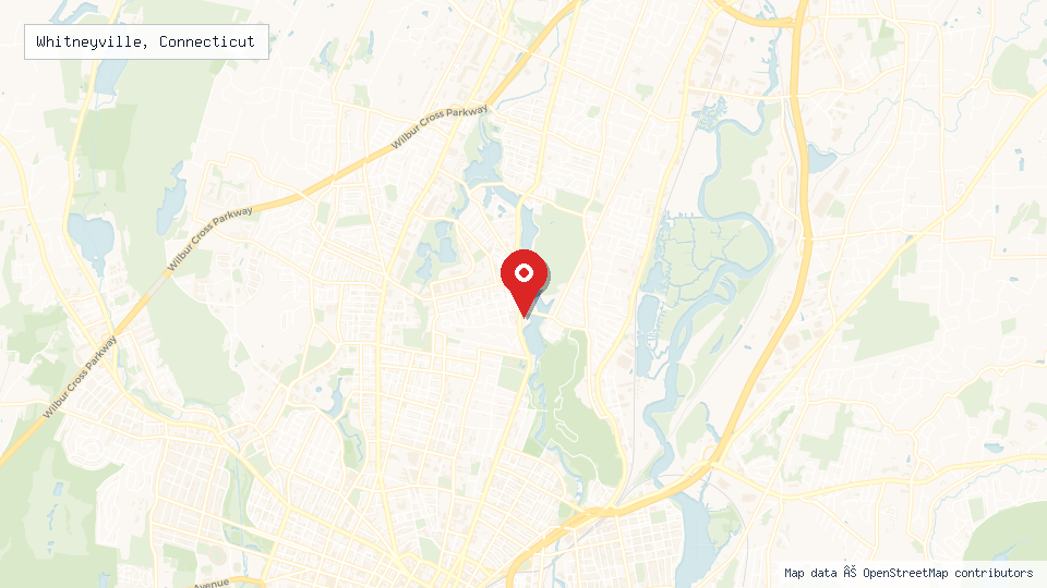 Street map of Whitneyville, Connecticut with location pin
