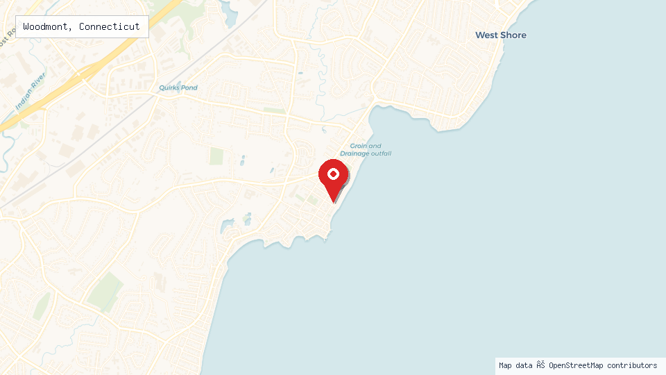 Street map of Woodmont, Connecticut with location pin