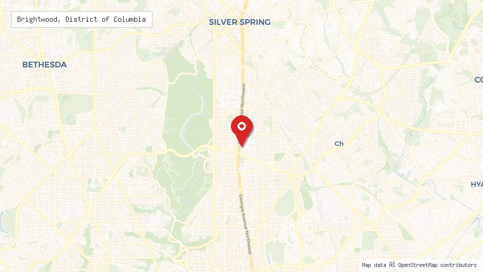Street map of Brightwood, District of Columbia with location pin