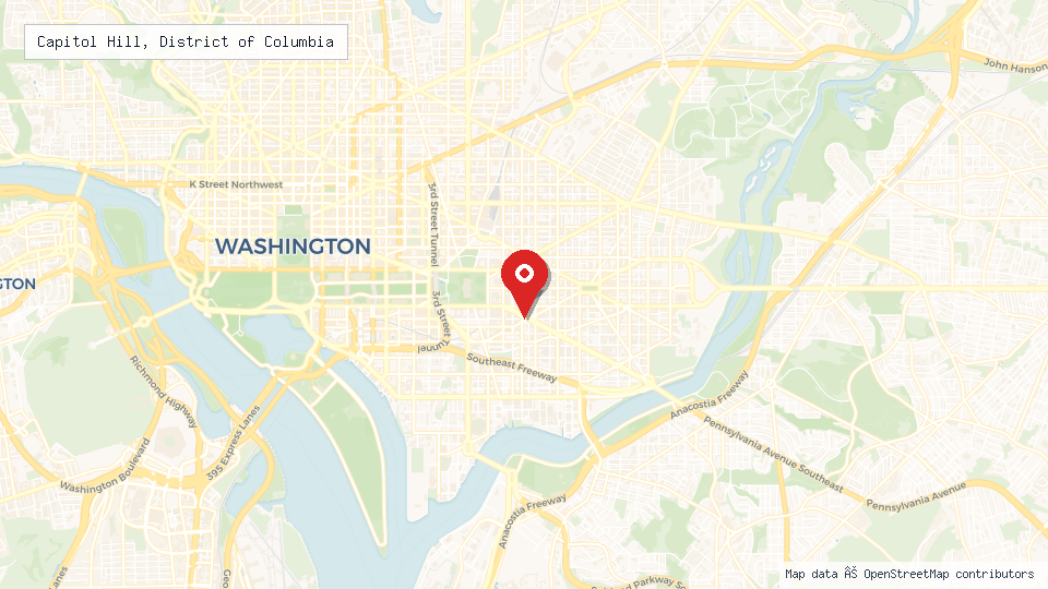 Street map of Capitol Hill, District of Columbia with location pin