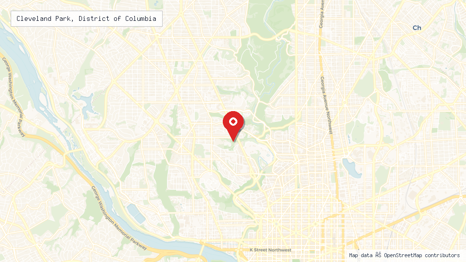 Street map of Cleveland Park, District of Columbia with location pin