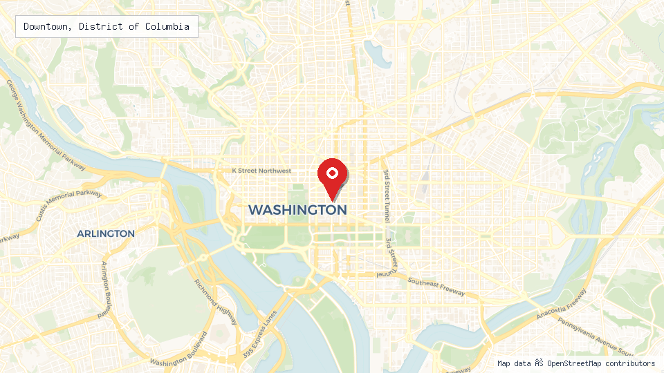 Street map of Downtown, District of Columbia with location pin