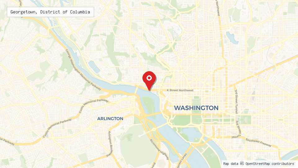 Street map of Georgetown, District of Columbia with location pin