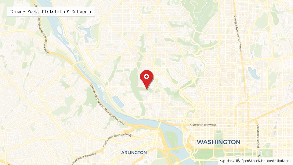 Street map of Glover Park, District of Columbia with location pin