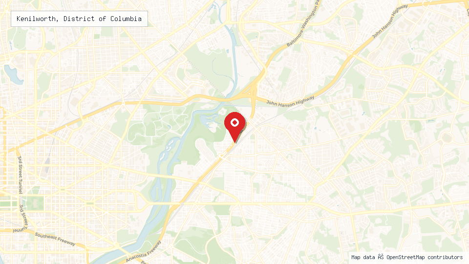 Street map of Kenilworth, District of Columbia with location pin