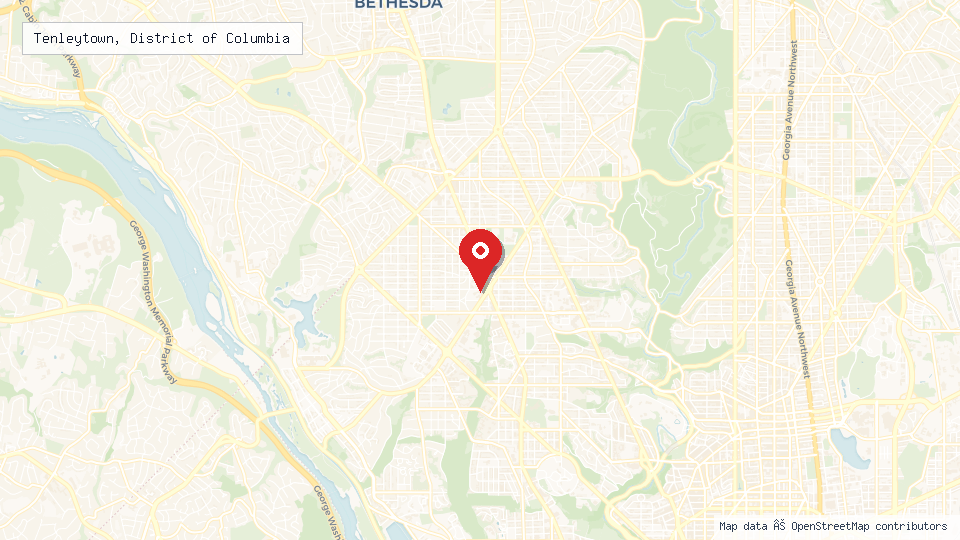 Street map of Tenleytown, District of Columbia with location pin
