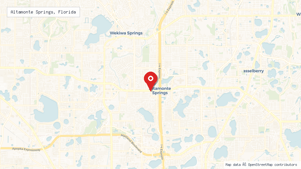 Street map of Altamonte Springs, Florida with location pin