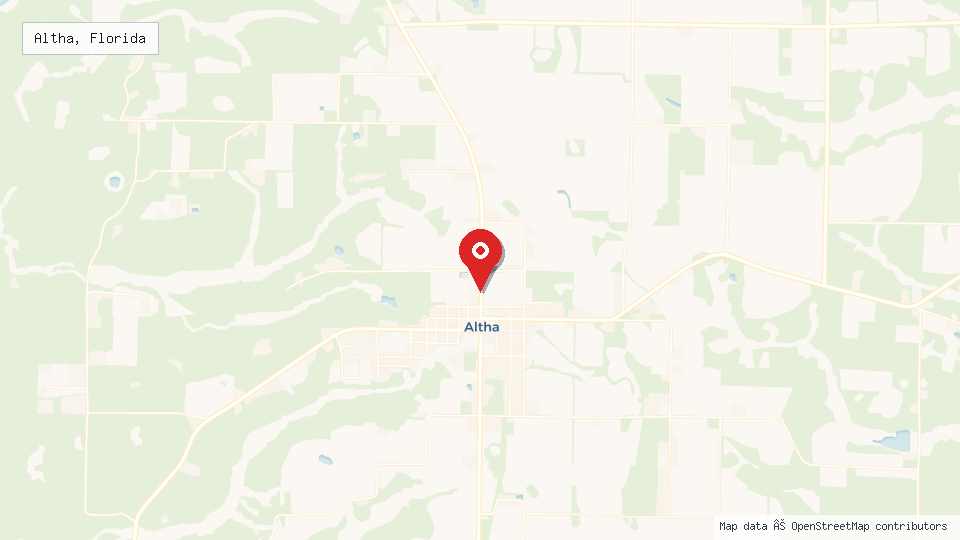Street map of Altha, Florida with location pin