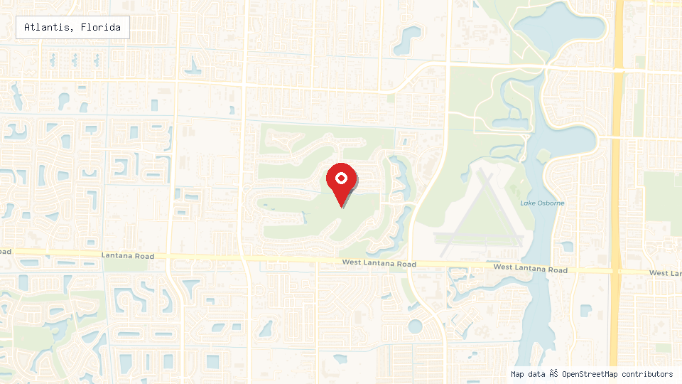 Street map of Atlantis, Florida with location pin