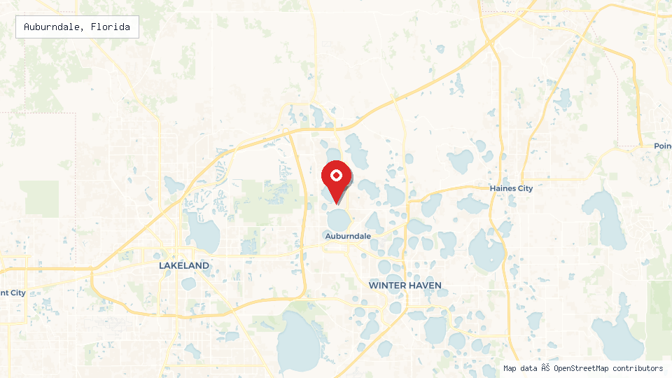 Street map of Auburndale, Florida with location pin
