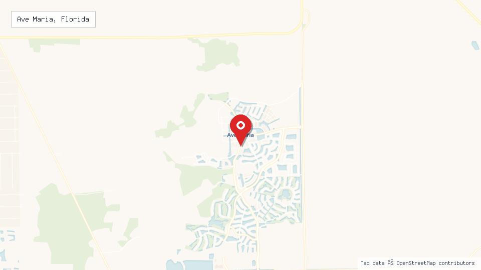 Street map of Ave Maria, Florida with location pin