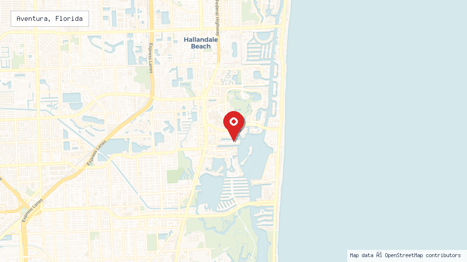 Street map of Aventura, Florida with location pin