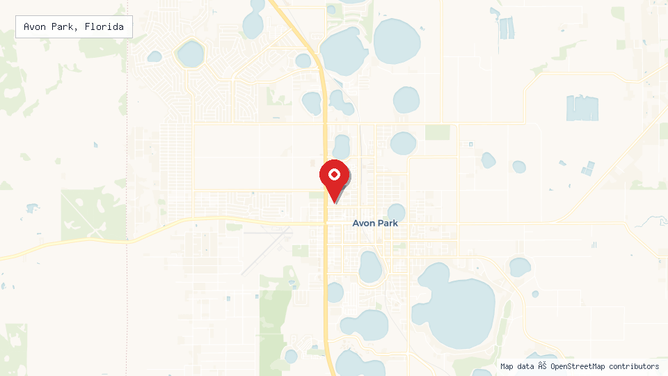 Street map of Avon Park, Florida with location pin