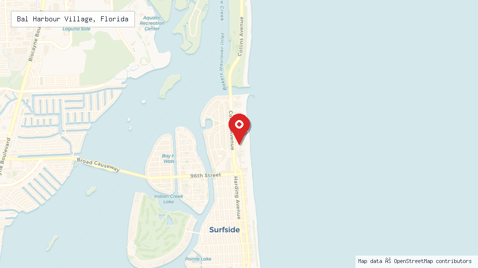 Street map of Bal Harbour Village, Florida with location pin
