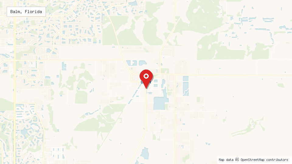 Street map of Balm, Florida with location pin
