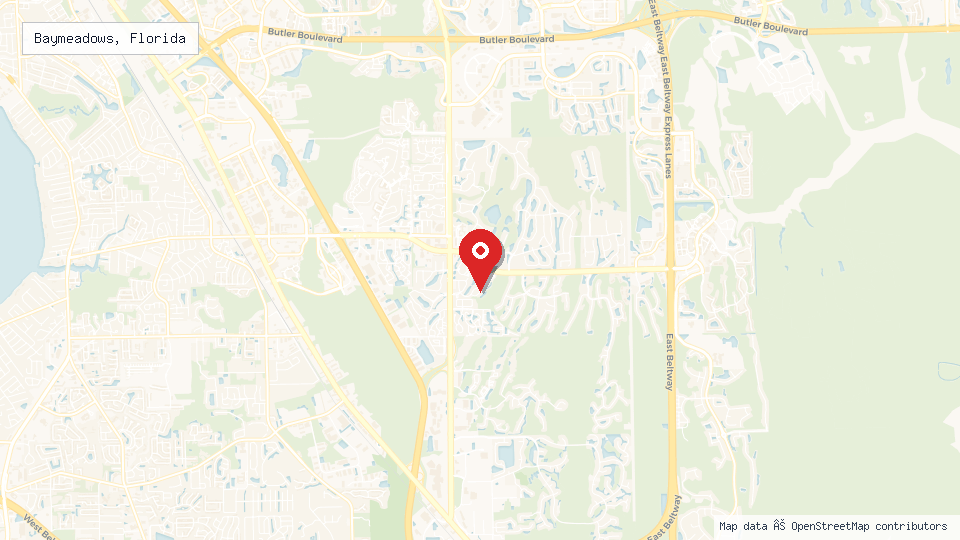 Street map of Baymeadows, Florida with location pin