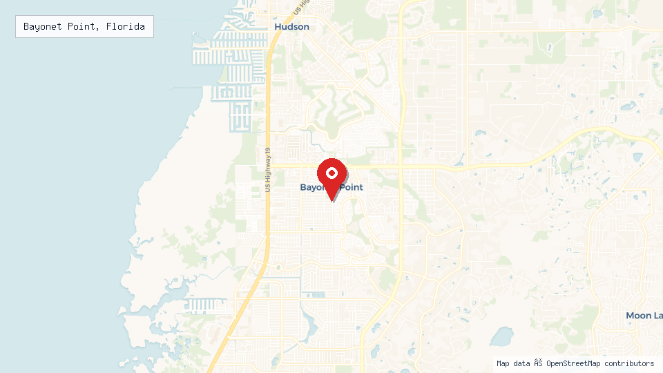 Street map of Bayonet Point, Florida with location pin