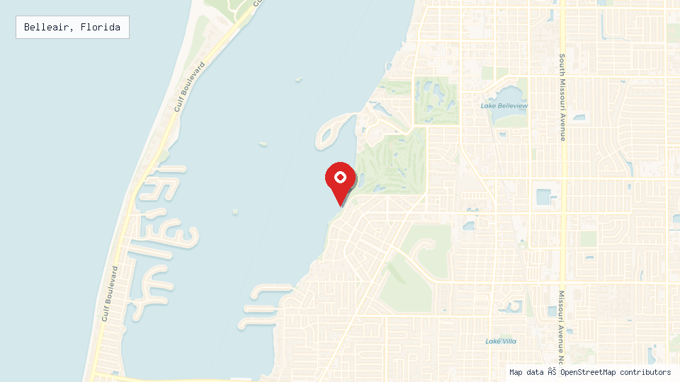 Street map of Belleair, Florida with location pin