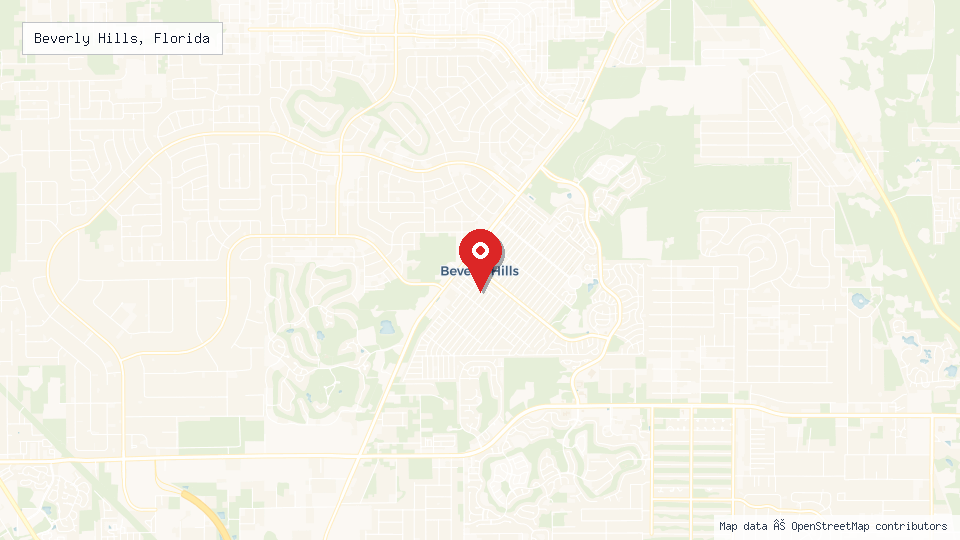Street map of Beverly Hills, Florida with location pin