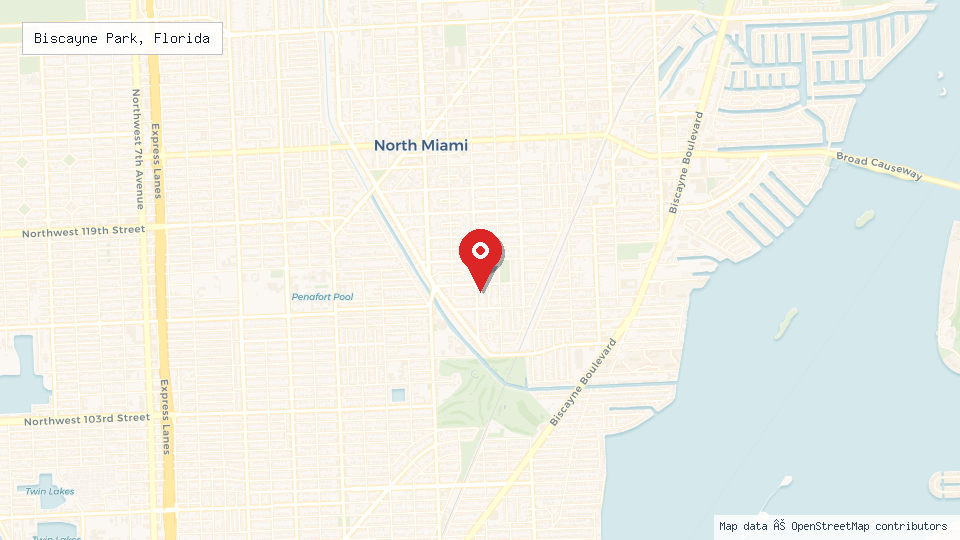 Street map of Biscayne Park, Florida with location pin
