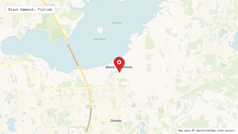 Street map of Black Hammock, Florida with location pin